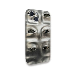Silver Sculpted Eyes iPhone Case 2 Shoptery