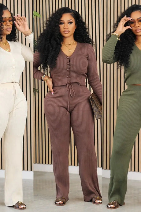 New Crop Knitted Crochet Two Piece Set