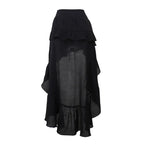 Visual Kei Black Faux Leather Corset & Asymmetric Ruffle Skirt Set Shoptery