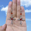 Visual Kei Ornate Silver Cross Black Heart Crystal Drop Earrings red Shoptery