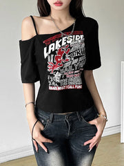 Alt Lakeside Chaos Cold Shoulder T-Shirt Shoptery
