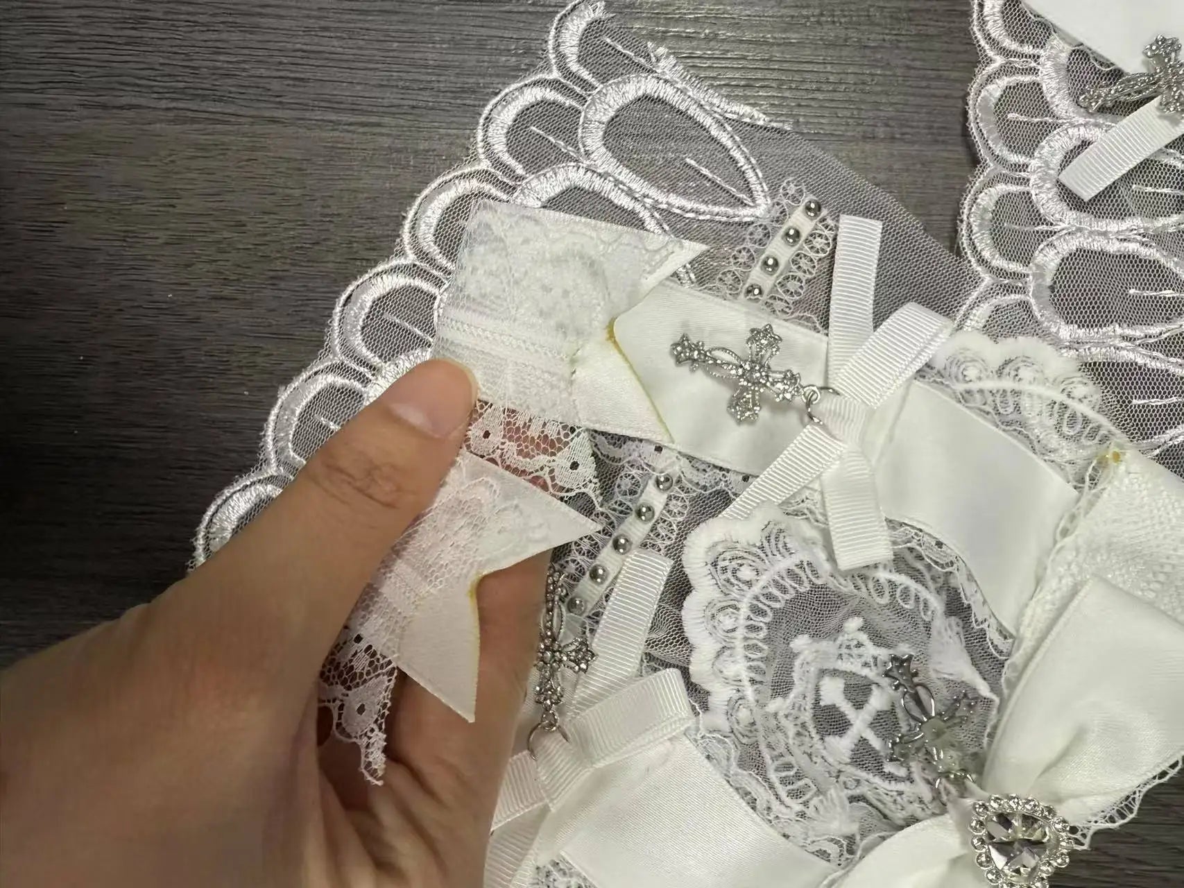 Jirai Kei Gothic Cross Lace Ruffle Blouse & Shorts Set Shoptery