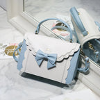 Jirai Kei Scallop Bow Crossbody Handbag in Pink & Cream Shoptery