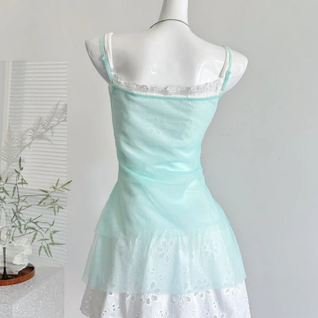 Mermaidcore Seafoam Coquette Ruffle Angel Dress Shoptery