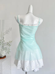 Mermaidcore Seafoam Coquette Ruffle Angel Dress Shoptery