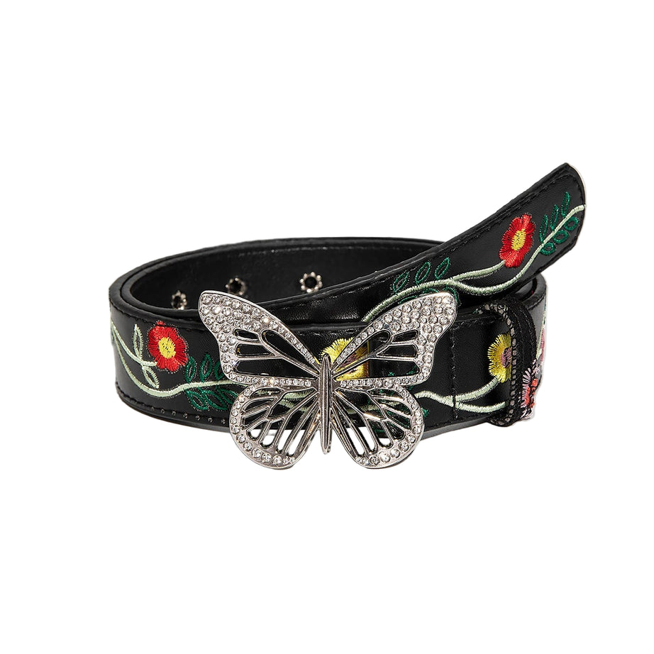 Bloomflight Butterfly Buckle Belt black Shoptery
