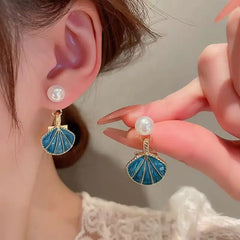 Coquette Pearl Seashell Drop Earrings Shoptery