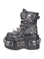 Visual Kei Skull Studded Spike Platform Combat Boots Shoptery