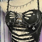 Visual Kei Skull Safety Pin Cut-Out Cage Crop Top Shoptery
