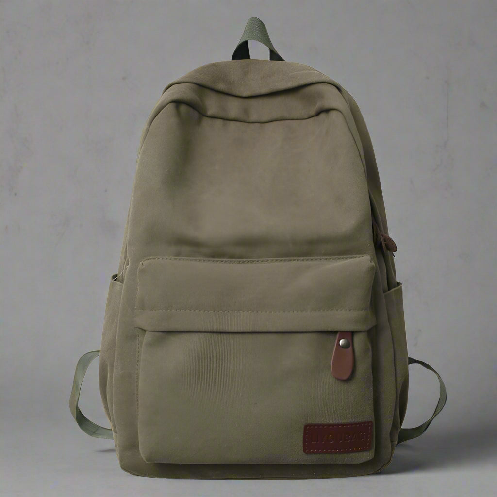 Classic Sand Canvas Aesthetic Backpack army green Shoptery