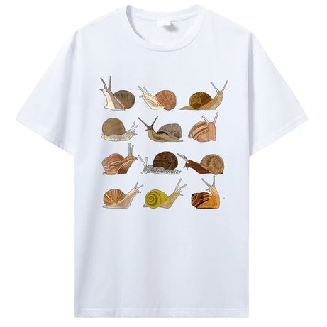 Snail Graphic Cotton T-Shirt white Shoptery