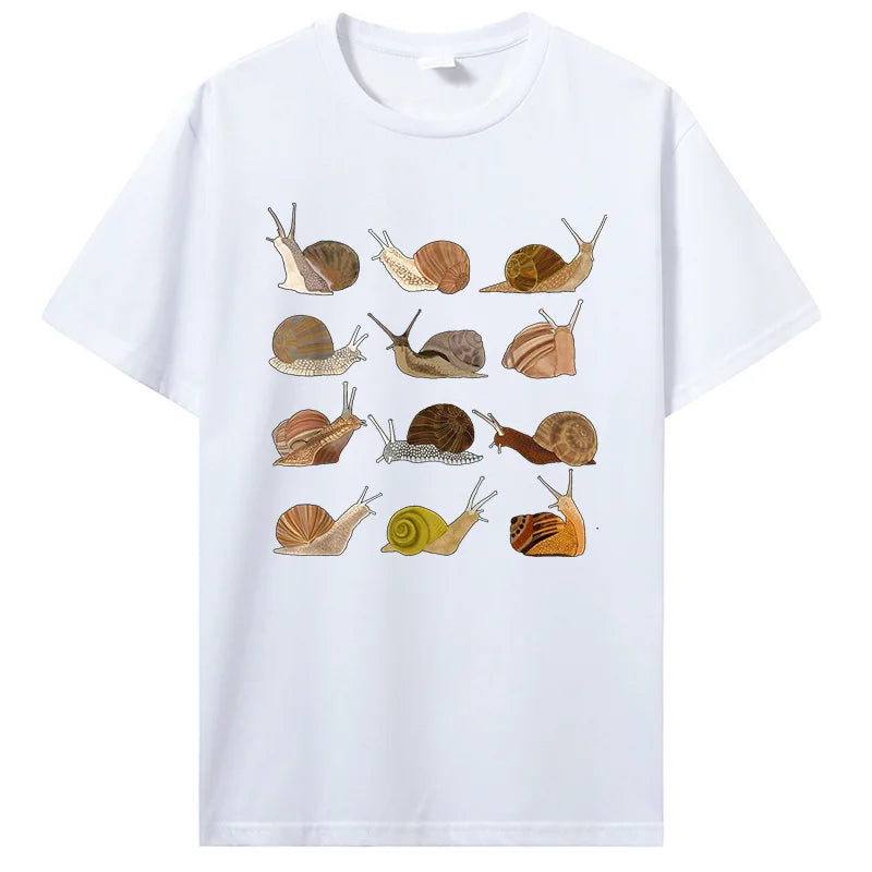 Snail Graphic Cotton T-Shirt white Shoptery