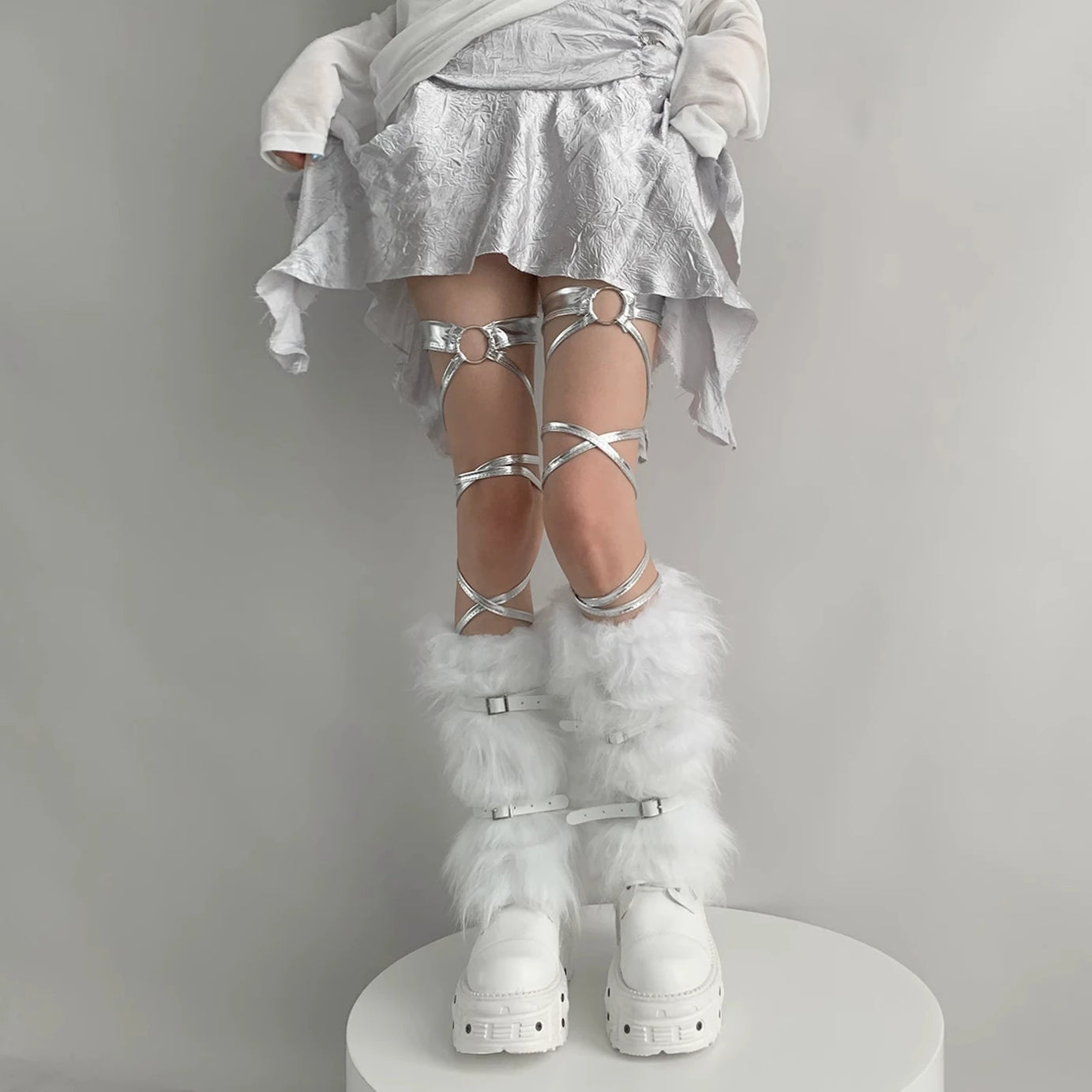 Silver Orbit Strappy Edgy Leg Ring Shoptery