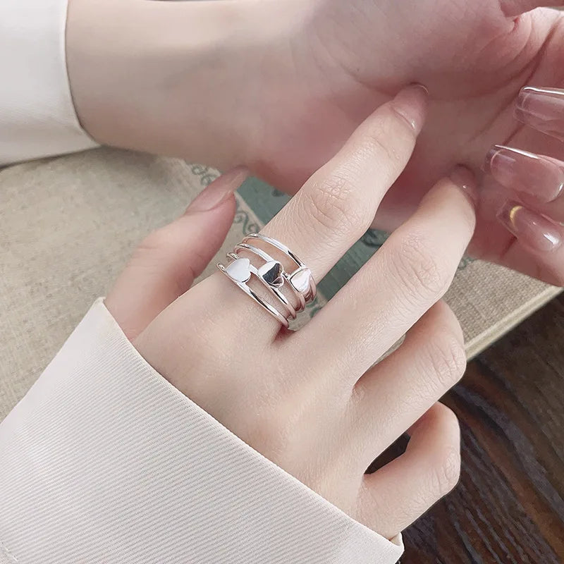 Triple Heartline Coquette Ring Shoptery