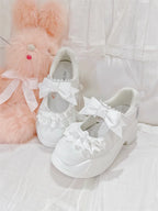 Fairy Kei Pastel Blue Plaid Skirt & Lace Bow Mary Jane Sneaker Set Shoptery