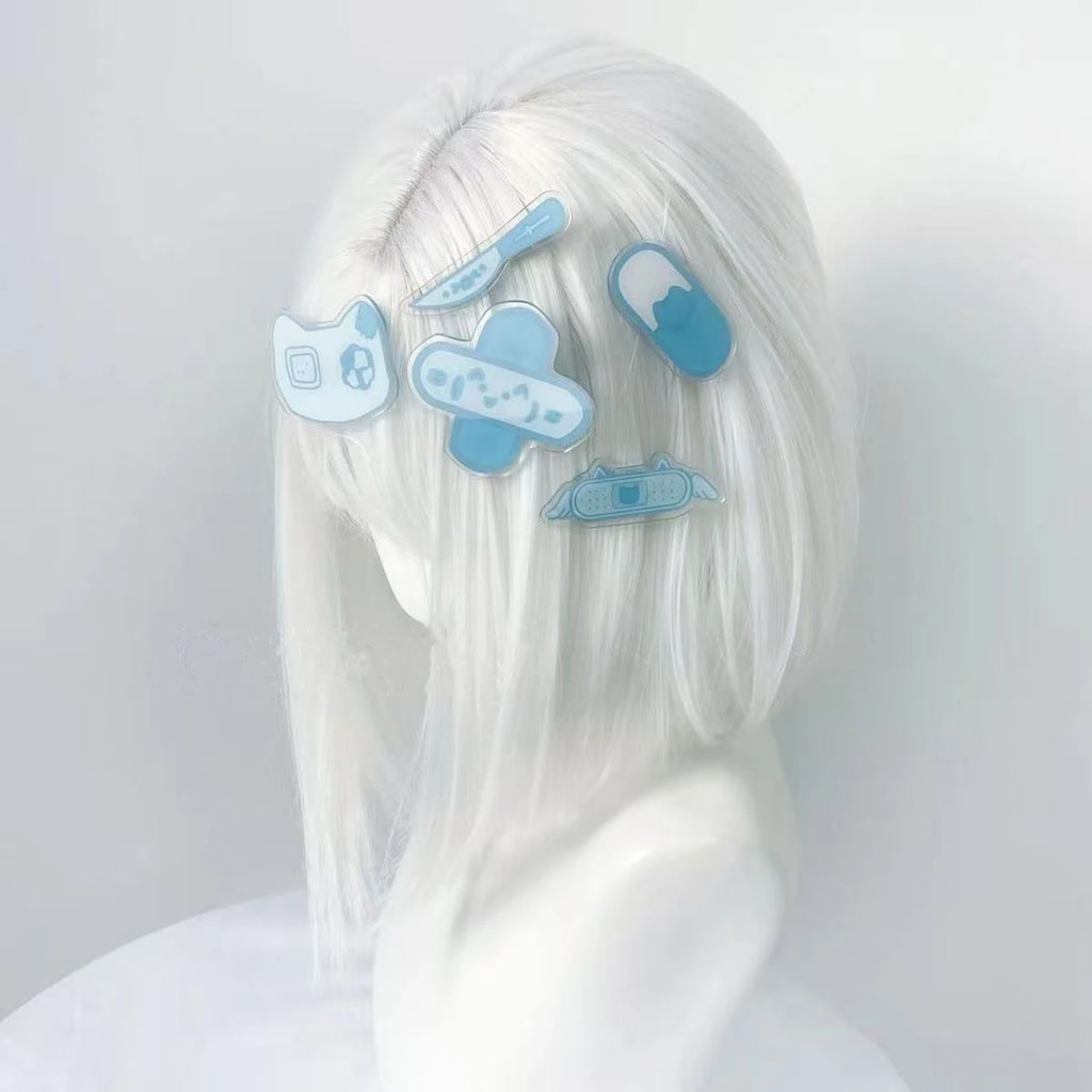 Menhera Yami Kawaii Blue Acrylic Medical Cat Hair Clip Set 5pcs 5pcs Shoptery
