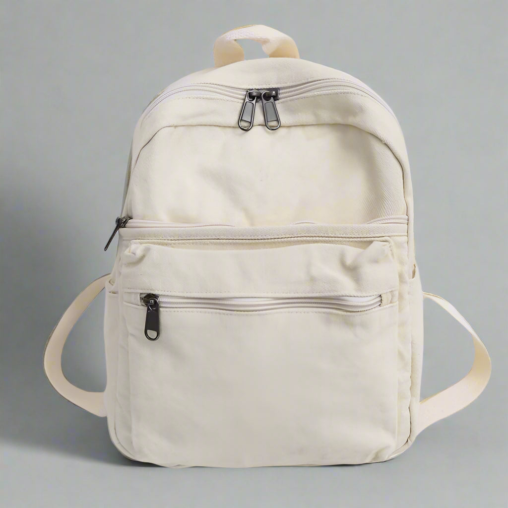 Lilac Mini Canvas Aesthetic Backpack Beige Shoptery