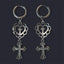 Visual Kei Filigree Heart & Crystal Cross Dangle Hoop Earrings 1 Shoptery