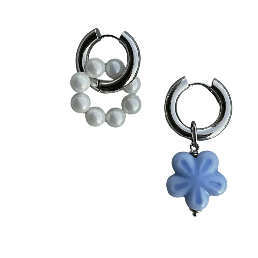 Serenity Blossom Aesthetic Earrings silver blue white Shoptery