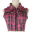 Jirai Kei Pink Tartan Plaid Zip Crop Top & Ruffle Mini Skirt Set 2808FG Shoptery