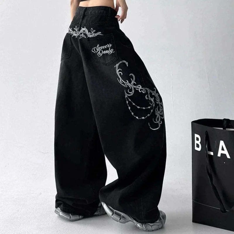 Midnight Scroll Embroidered Jeans 1 1 Shoptery