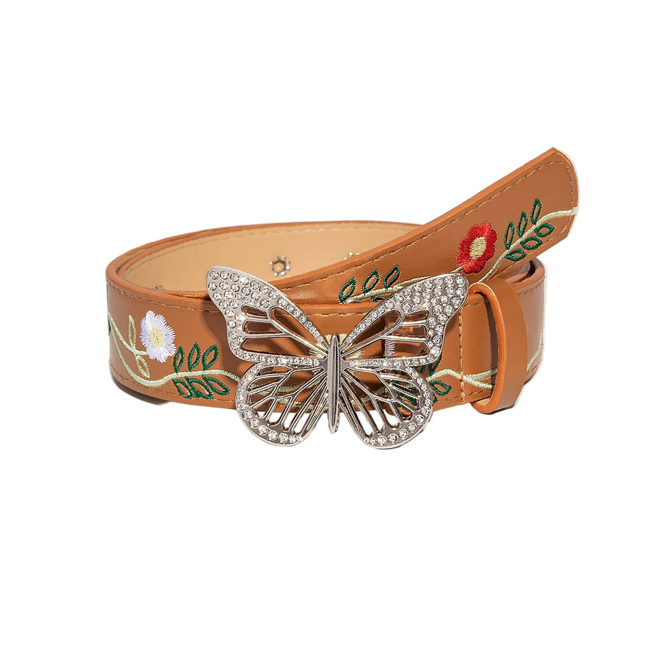 Bloomflight Butterfly Buckle Belt light brown Shoptery