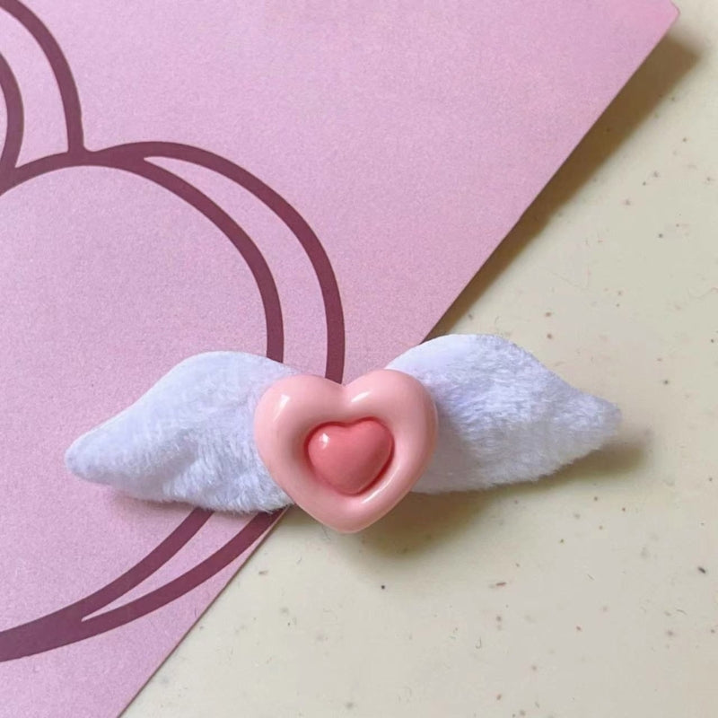 Decora Angel Wing Hair Clip with Cross Heart & Bow Accessories W-7CM Shoptery