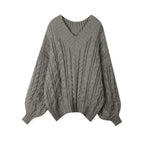 Jirai Kei Cable Knit Sweater White Shirt Pleated Skirt Set with Tie Only Sweater Shoptery