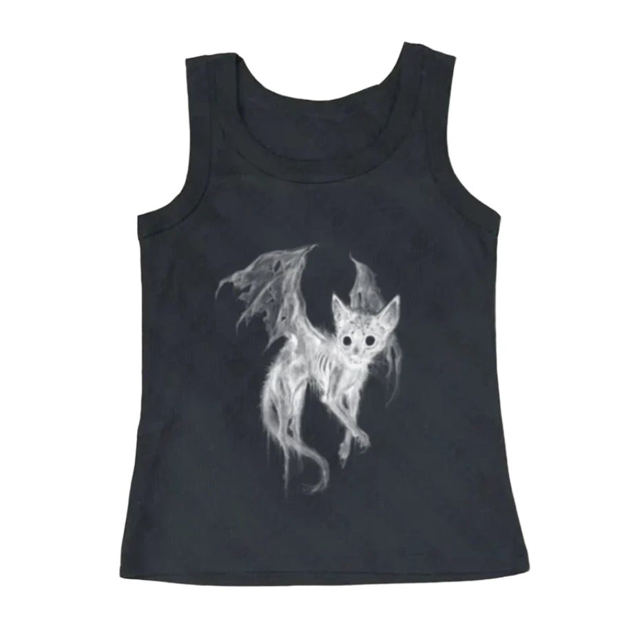 Bat Cat Alt Goth Horror Top Black 4 Shoptery