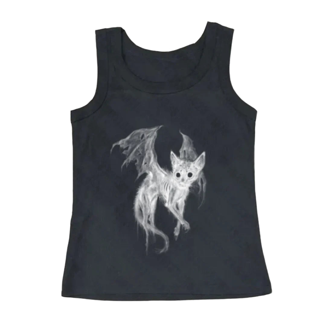 Bat Cat Alt Goth Horror Top Black 4 Shoptery