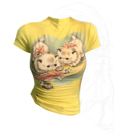 Vintage Kitten Graphic Top