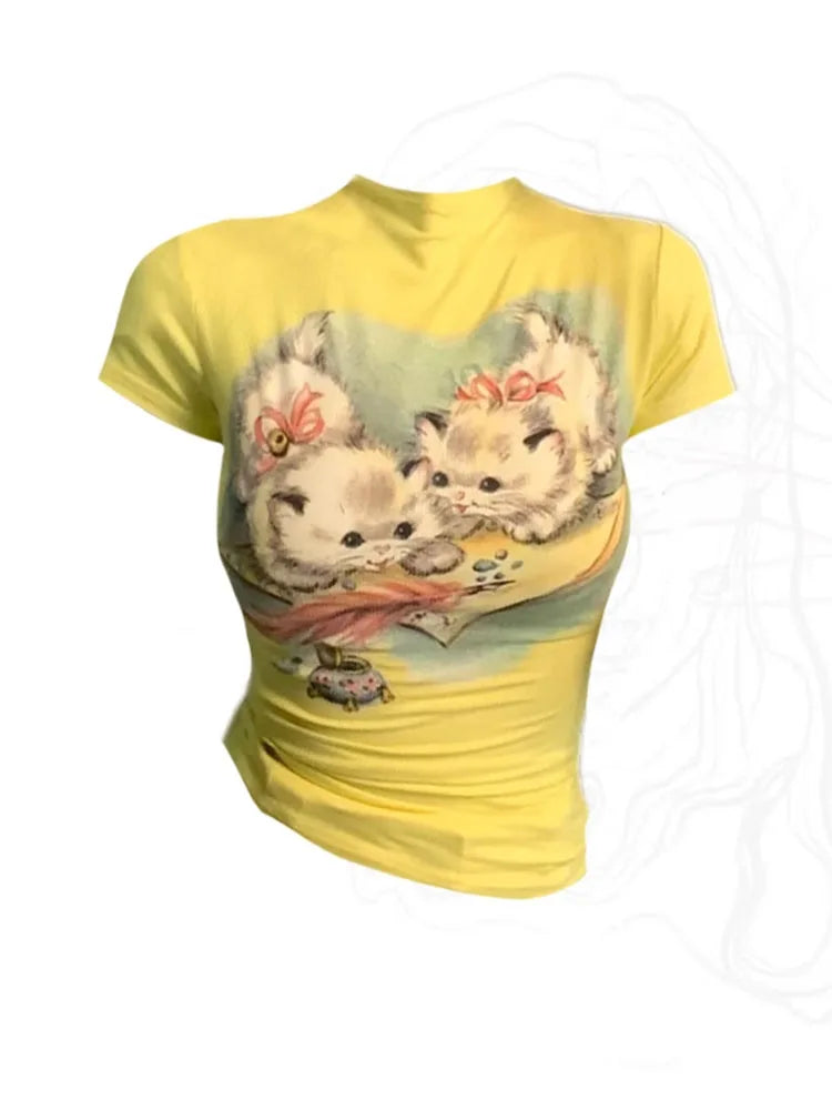 Vintage Kitten Graphic Top