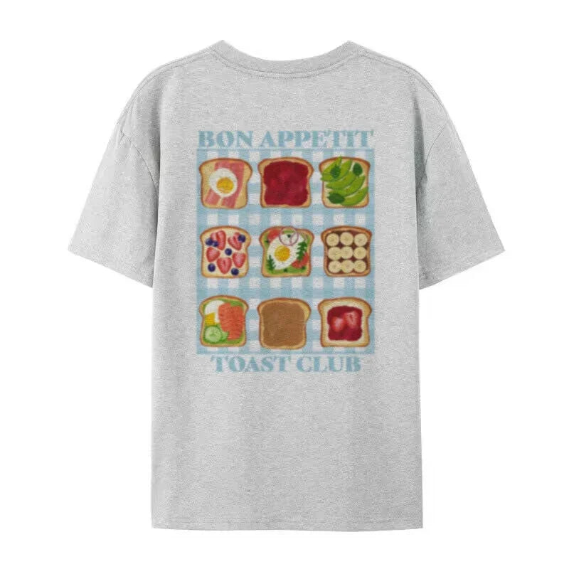 Bon Appétit Toast Cute T-Shirt GRAY Shoptery