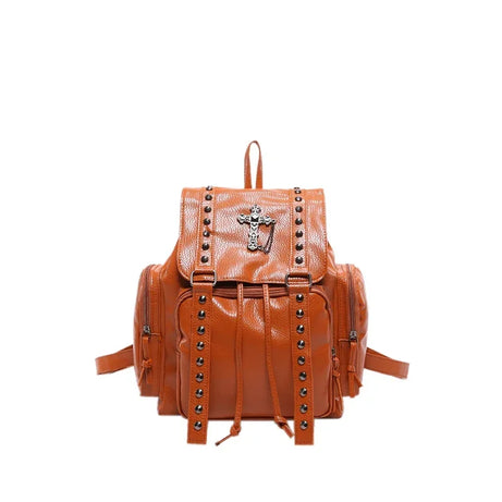 Y2k Goth Cross Backpack Orange Shoptery