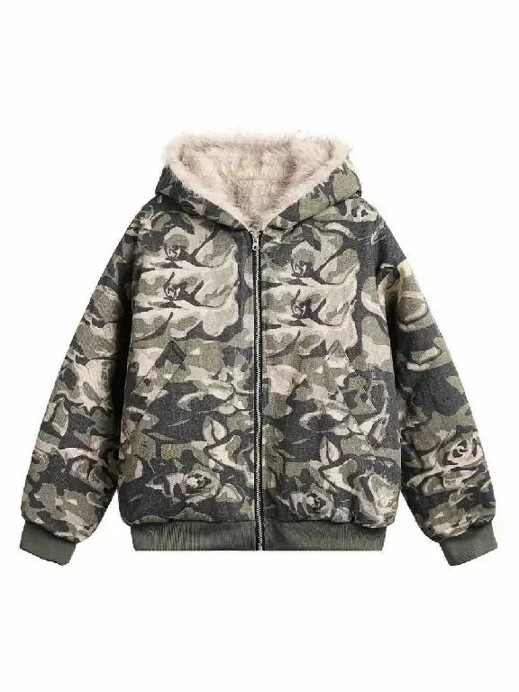 Shadow Rose Camo Fur Jacket Shoptery