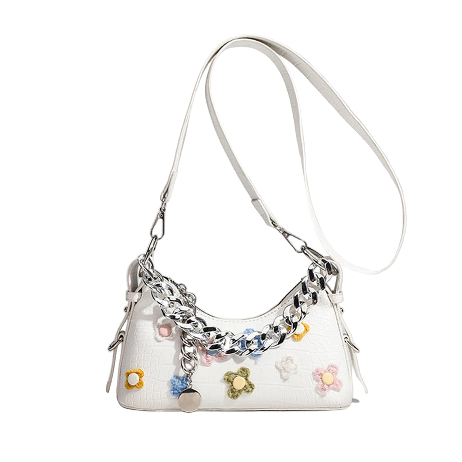 Punk Bloom Chain Shoulder Bag WHITE (20cm<Max Length<30cm) Shoptery