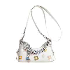 Punk Bloom Chain Shoulder Bag WHITE (20cm<Max Length<30cm) Shoptery