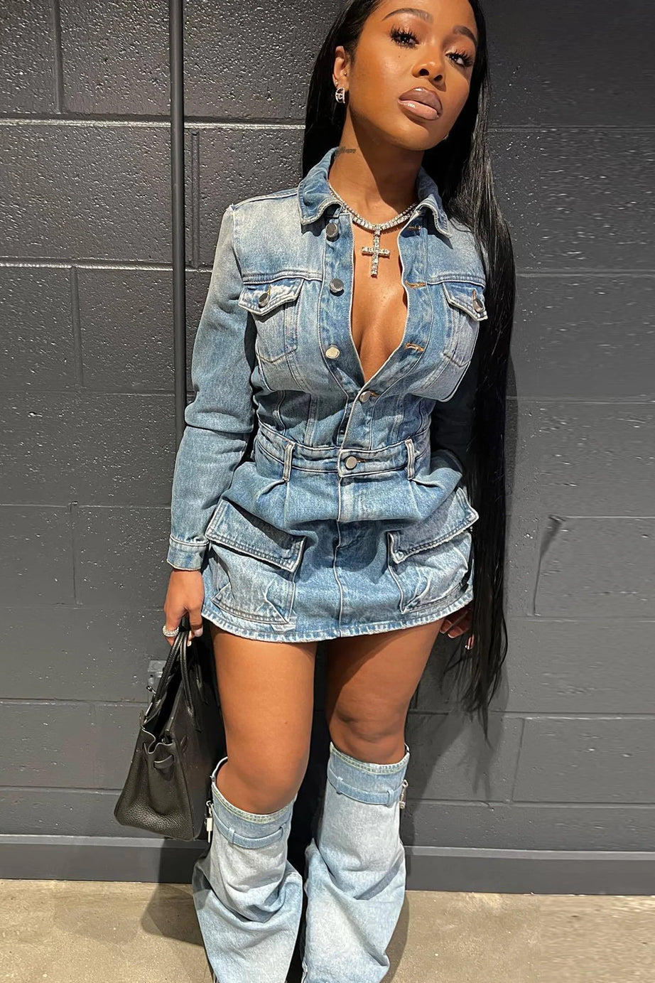 New Denim Mini Dress & Skirt Sets