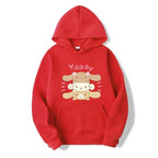Kawaii Bunny Stack Hoodie Red Shoptery