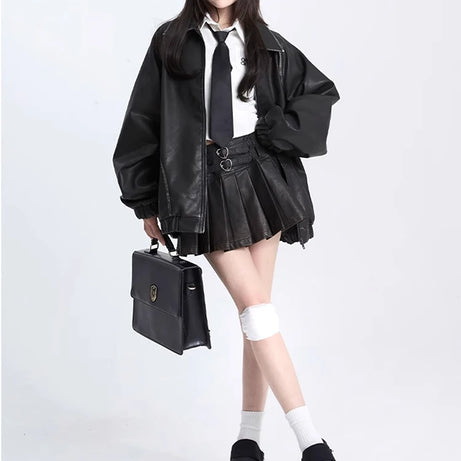 Autumn Scholar Zip Retro Jacket Black Shoptery