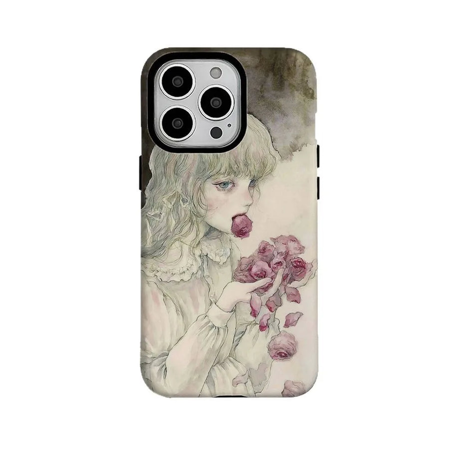 Rose-Eating Girl iPhone Case 1 Shoptery