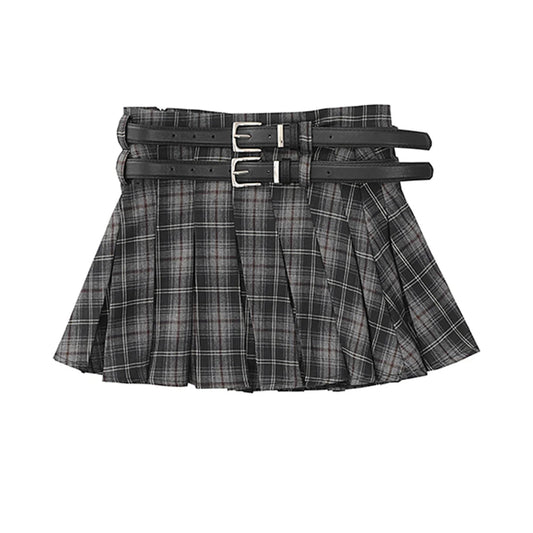 Skirt – Midnight Prep – A-Line Style GRAY belt Shoptery