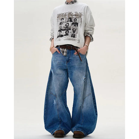 Eclipse Panel Flare Edgy Y2k Jeans Blue Shoptery