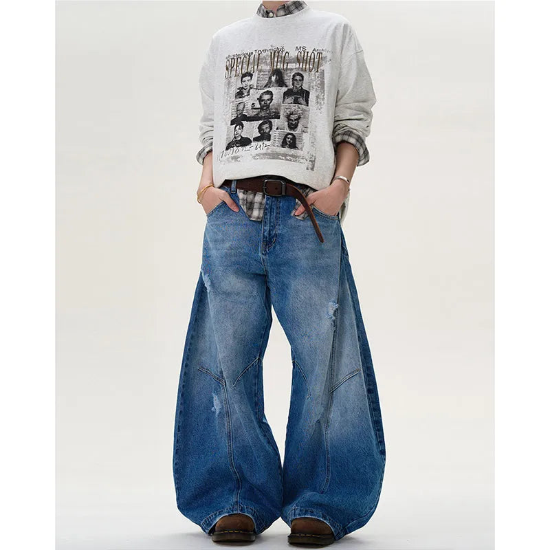 Eclipse Panel Flare Edgy Y2k Jeans Blue Shoptery