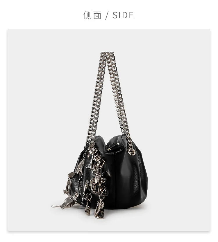 Zipper Storm Chain Shoulder Bag Shoptery