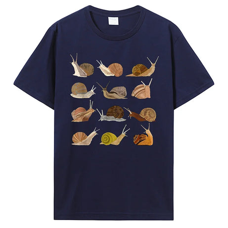 Snail Graphic Cotton T-Shirt Navy Shoptery