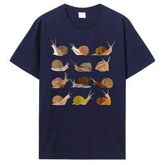 Snail Graphic Cotton T-Shirt Navy Shoptery