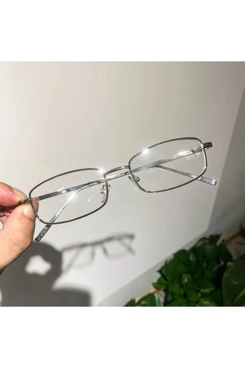 Y2K Harajuku Small Square Frame Glasses Women Retro Metal Eyeglasses Clear Reading Spectacle Blue Light Blocking Eyewear CHINA silver Shoptery