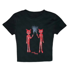 Alt Twin Demon Cats Top black Shoptery
