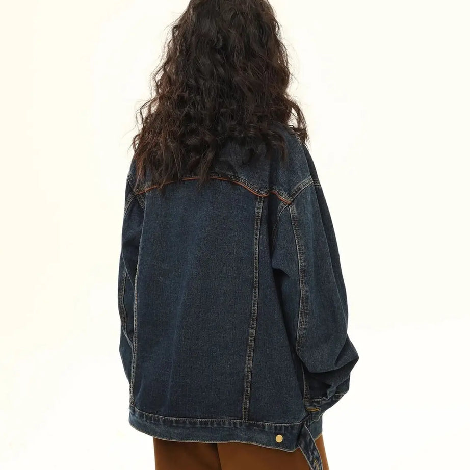 Retro Varsity Denim Y2k Jacket Shoptery